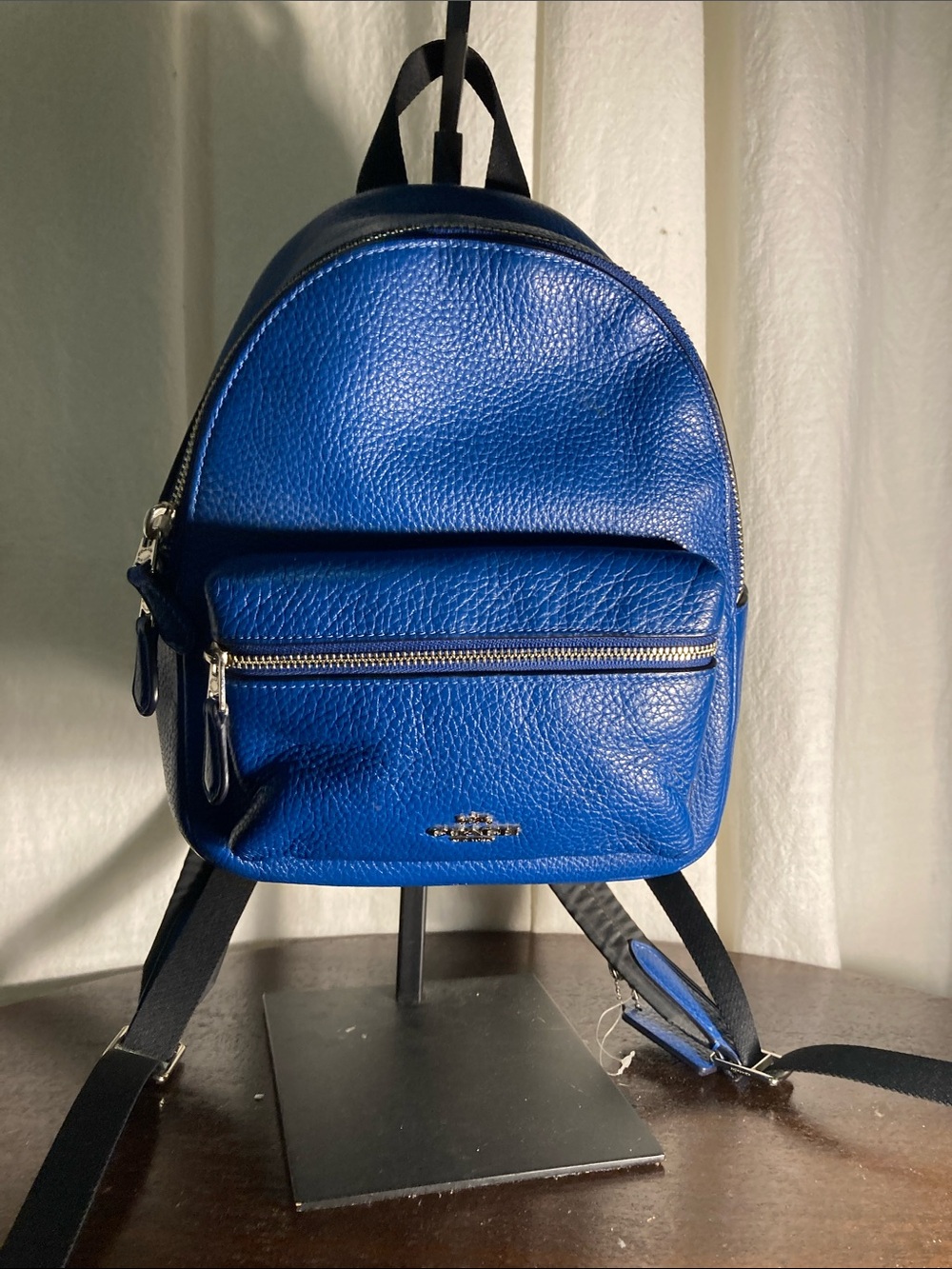Coach Mini Pebbled Leather Backpack in Royal Blue